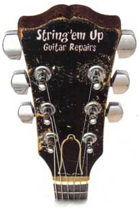 String 'em Up Guitar Repairs guitar headstock logo